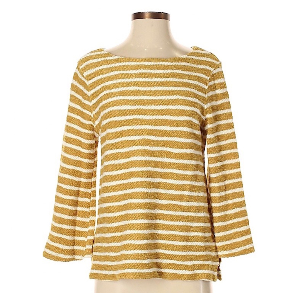 Dark Mustard Yellow Striped Pullover Sweater